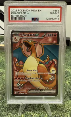 2023 POKEMON MEW EN-151 ULTRA RARE #183 CHARIZARD EX PSA 8 - Image 1
