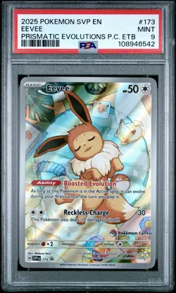 Eevee Pokemon Center Exclusive 2025 Pokemon Prismatic Evolutions PSA 9 - Image 1