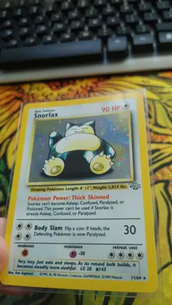 Pokemon TCG Snorlax Jungle Holo Unlimited Rare Card 11/64 LP Condition - Image 2