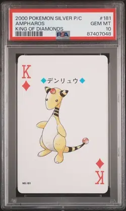 2000 POKEMON SILVER VERSION PLAYING CARDS #181 AMPHAROS KING OF DIAMONDS - Image 1