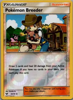 Pokemon Breeder Reverse Holo Uncommon Shining Legends 63/73 NM - Image 1