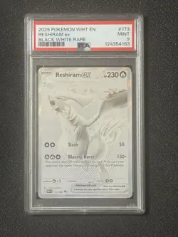 2025 POKEMON WHITE FLARE BLACK WHITE RARE 173 RESHIRAM EX PSA 9 ENGLISH EN - Image 1