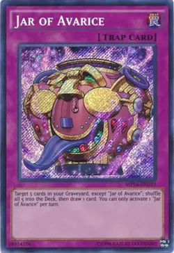 Yugioh! LP Jar of Avarice - MP16-EN033 - Secret Rare - Unlimited Edition Lightly - Image 1