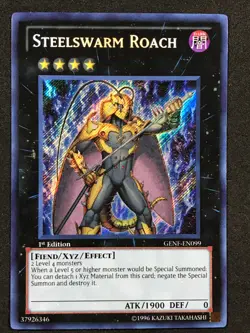 Yugioh Secret Rare 1st Edition Steelswarm Roach GENF-EN099 - VLP - Image 1