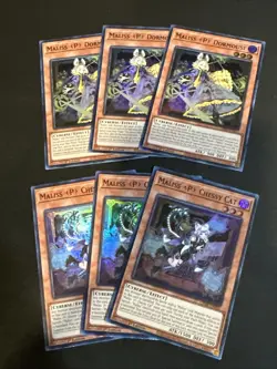Yugioh 3x Maliss P Dormouse & 3x Chessy Cat Super Rare 1st NM - Image 1