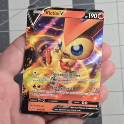 Victini V Miscut Error SWSH Base Set Pokemon Card 025/202 - Image 1
