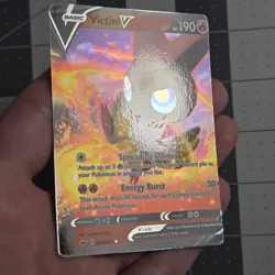 Victini V Miscut Error SWSH Base Set Pokemon Card 025/202 - Image 2
