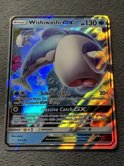 Wishiwashi GX 63/238 Cosmic Eclipse Full Art Rare Holo Pokemon Card Near Mint NM - Image 1