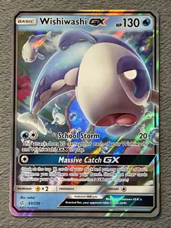 Wishiwashi GX 63/238 Cosmic Eclipse Full Art Rare Holo Pokemon Card Near Mint NM - Image 2