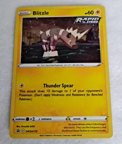 Blitzle Pokemon Card Basic Rapid Strike SWSH173 Holo 2021 - Image 1