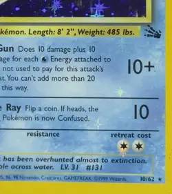 1999 Pokemon LAPRAS 10/62 HOLO BLEED Misprint ERROR Fossil Set Card Rare | WOTC - Image 4