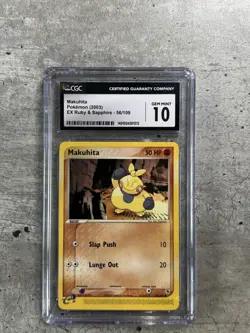 Pokemon Card Makuhita CGC 10 Gem Mint, EX Ruby & Sapphire 56/109, 2003 (1) - Image 1