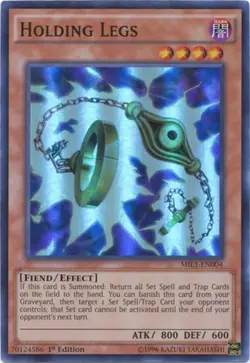 Yugioh! LP Holding Legs - MIL1-EN004 - Super Rare - 1st Edition Lightly Played, - Image 1