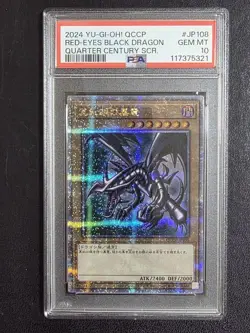 YuGiOh PSA10 Red Eyes Black Dragon 25th QCCP JP108 Secret Rare Promo - Image 1