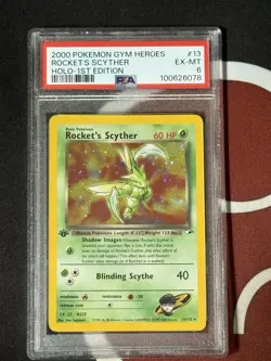 2000 Pokemon Gym Heroes Rocket Scyther 1 Edition PSA 6 - Image 1