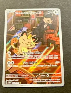 2025 POKEMON SCARLET VIOLET DESTINED RIVALS TEAM ROCKETS MEOWTH ILLUSTRATI. RARE - Image 1