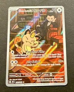 2025 POKEMON SCARLET VIOLET DESTINED RIVALS TEAM ROCKETS MEOWTH ILLUSTRATI. RARE - Image 3