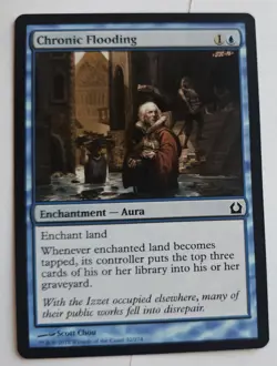 MTG Magic The Gathering Card Chronic FloodingEnchantment Aura Blue Return To Ra - Image 1