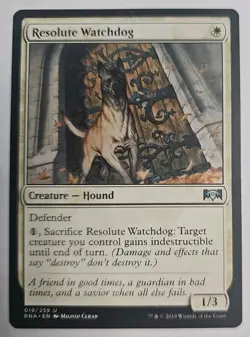 MTG Magic The Gathering Card Resolute WatchdogCreature Hound White RNA 2019 - Image 1