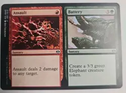 MTG Magic The Gathering Card Assault Red Battery Green Dominaria Remastered 2023 - Image 1