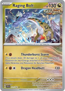 Raging Bolt 111/142 Holo Stellar Crown SV07 Pokemon Card Light Played Paradox - Image 1