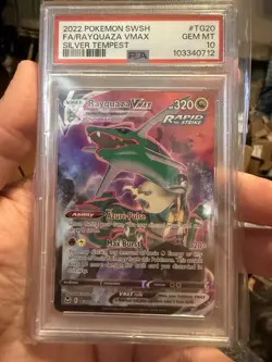 2022 Pokemon Sword and Shield Silver Tempest Rayquaza Vmax #TG20 PSA 10 - Image 1