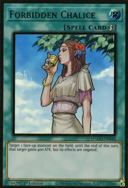 Yugioh! LP Forbidden Chalice - MAGO-EN048 - Premium Gold Rare - 1st Edition Ligh - Image 1