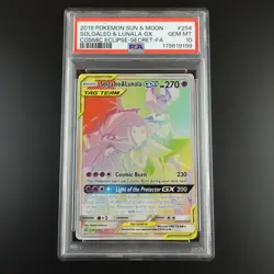 PSA 10 Solgaleo & Lunala GX 254/236 Cosmic Eclipse Rainbow Graded Pokemon Card - Image 1