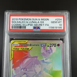 PSA 10 Solgaleo & Lunala GX 254/236 Cosmic Eclipse Rainbow Graded Pokemon Card - Image 2