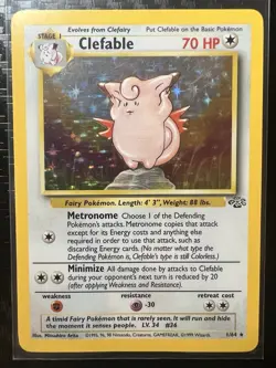 Clefable Holo Rare Card 1/64 Clefable Jungle Vintage Pokemon LP Nice - Image 1