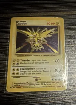 Pokemon TCG Zapdos Holo Rare Card 16/102 Base Set - Image 1