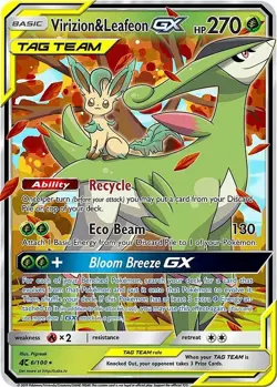 Virizion&Leafeon GX HP270 Metal POKEMON collectible Game Card Gift display！ - Image 1