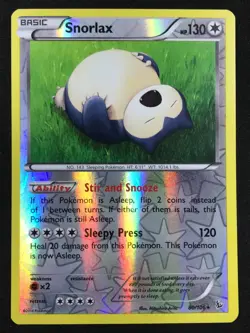 REVERSE HOLO Snorlax 80/106 - 2014 Pokemon Flashfire Rare Card - Light Play - Image 1