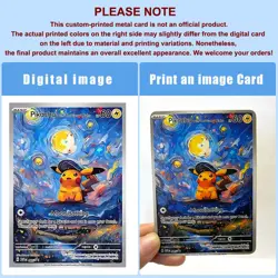 Pikachu with TheStarry Night HP60 Metal POKEMON Collectible Card Gift Display！ - Image 3