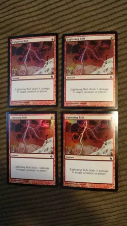 Magic: the Gathering / MtG Foil Lightning Bolt x4 Premium Fire and Lightning - Image 1