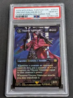 MTG Vincent Valentine Surge Foil PSA 10 English Borderless Final Fantasy - Image 1