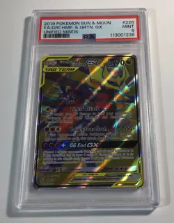2019 Pokemon Garchomp & Giratina GX #228 Tag Team Unified Minds Full Art PSA 9 - Image 1