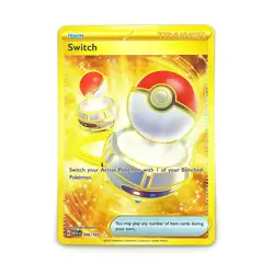 Switch 206/165 Pokemon S&V 151 Gold Secret Rare Trainer Holo Card - Image 1