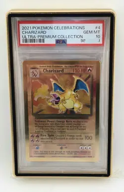 Pokemon Celebrations UPC CHARIZARD Gold Metal Card Promo #4/102 PSA 10 Gem Mint - Image 1