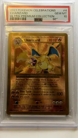 Pokemon Celebrations UPC CHARIZARD Gold Metal Card Promo #4/102 PSA 10 Gem Mint - Image 5
