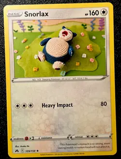 Snorlax 109/159 NM Non Holo Asako Ito Crocheted Collectable Art Pokemon Card! - Image 1