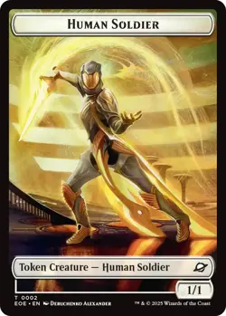 MTG Foil - Human Soldier // Lander (0007) Doubled-Sided Token - 2 // 7 / NM / En - Image 1