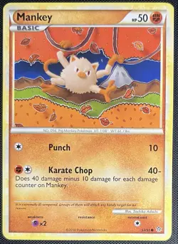 Mankey 53/95 Pokemon English HG/SS Unleashed 2010 - Image 1