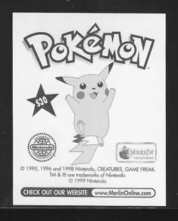 1999 Pikachu Special Glitter Insert Pokemon Sticker Topps Merlin Nintendo S30 - Image 2