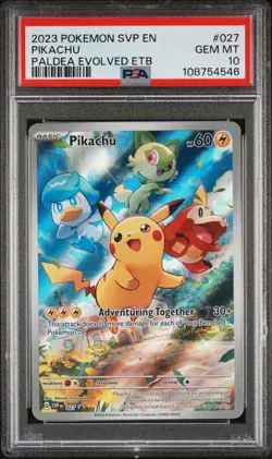 2023 POKEMON SVP EN-SV PALDEA EVOLVED ETB PROMO #027 PIKACHU PSA 10 - Image 1