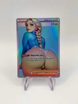 Elsa Adorable Ass Frozen Rainbow Holo Full Art Waifu Pokemon Trainer Card - Image 2