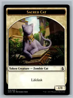 Magic The Gathering Amonkhet 4x Sacred Cat Token #010/025 MTG TCG CCG Playset - Image 1