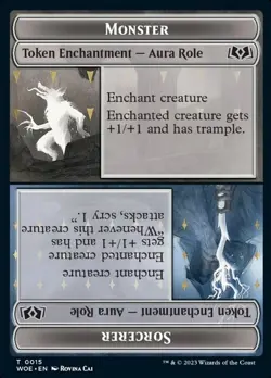 Monster/ Sorcerer #0015 Royal/ Young Hero #0016 Double-Sided Token WOE MTG M/NM - Image 1