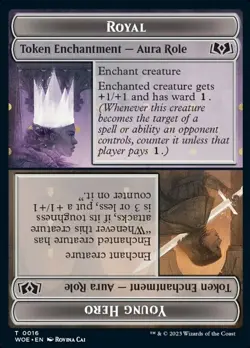 Monster/ Sorcerer #0015 Royal/ Young Hero #0016 Double-Sided Token WOE MTG M/NM - Image 2