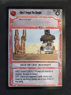 Star Wars Jabba's Palace CCG Card Don't forget the droids - Image 1